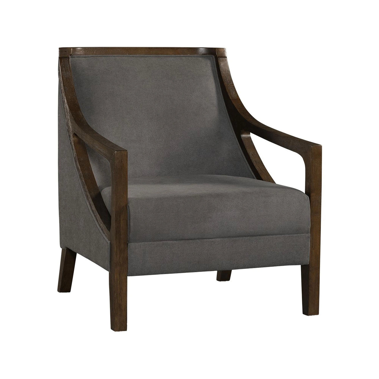 Hopkins Chair w/Brown Arm Columbia Charcoal (ISTA 3)