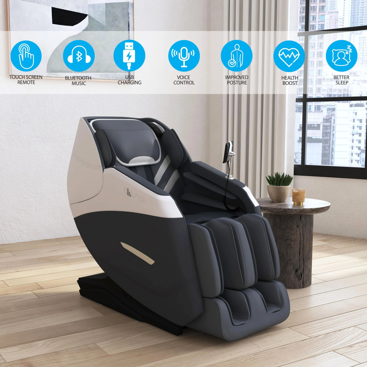 Embrace Massage Chair in Charcoal PU