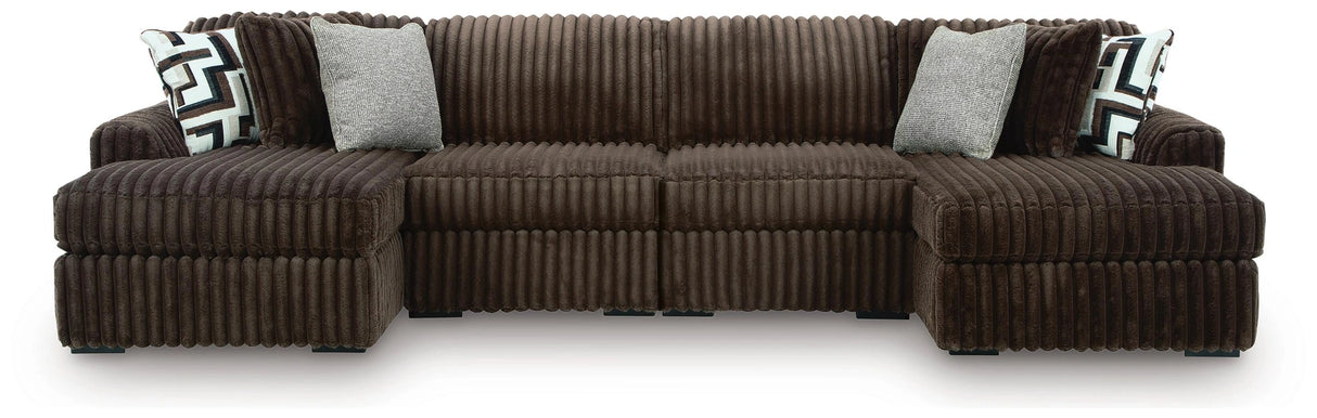 Midnight-Madness Double Chaise Sectional - Chocolate
