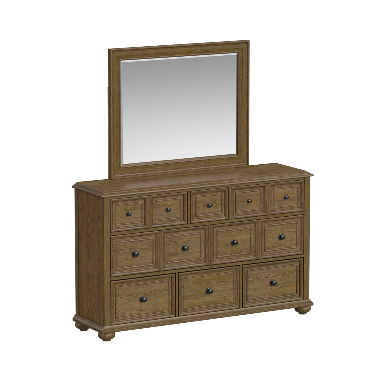 Heritage & Home Dresser and Mirror Sets in Oak Brown