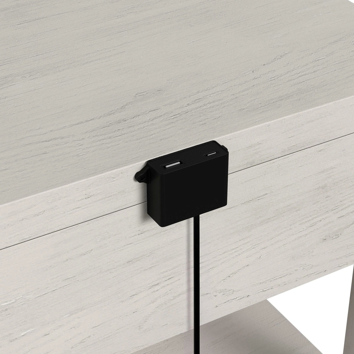 Avalanche End Table with USB in Antique White