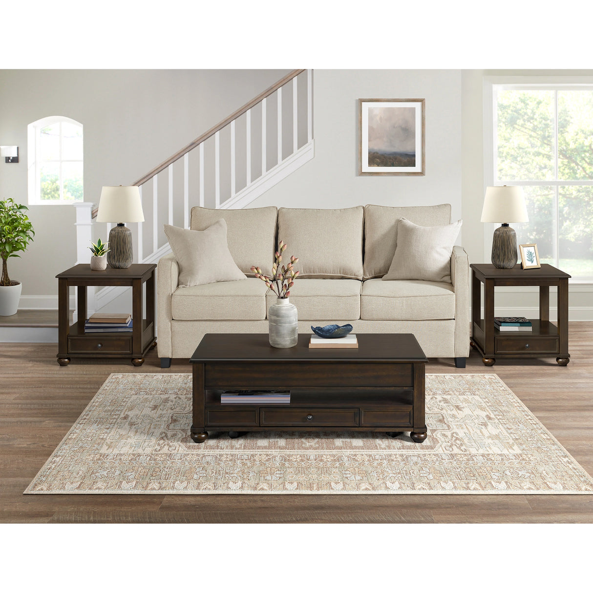 Wagner Occasional Table Set in Cherry-Rectangular Lift-Top Coffee Table