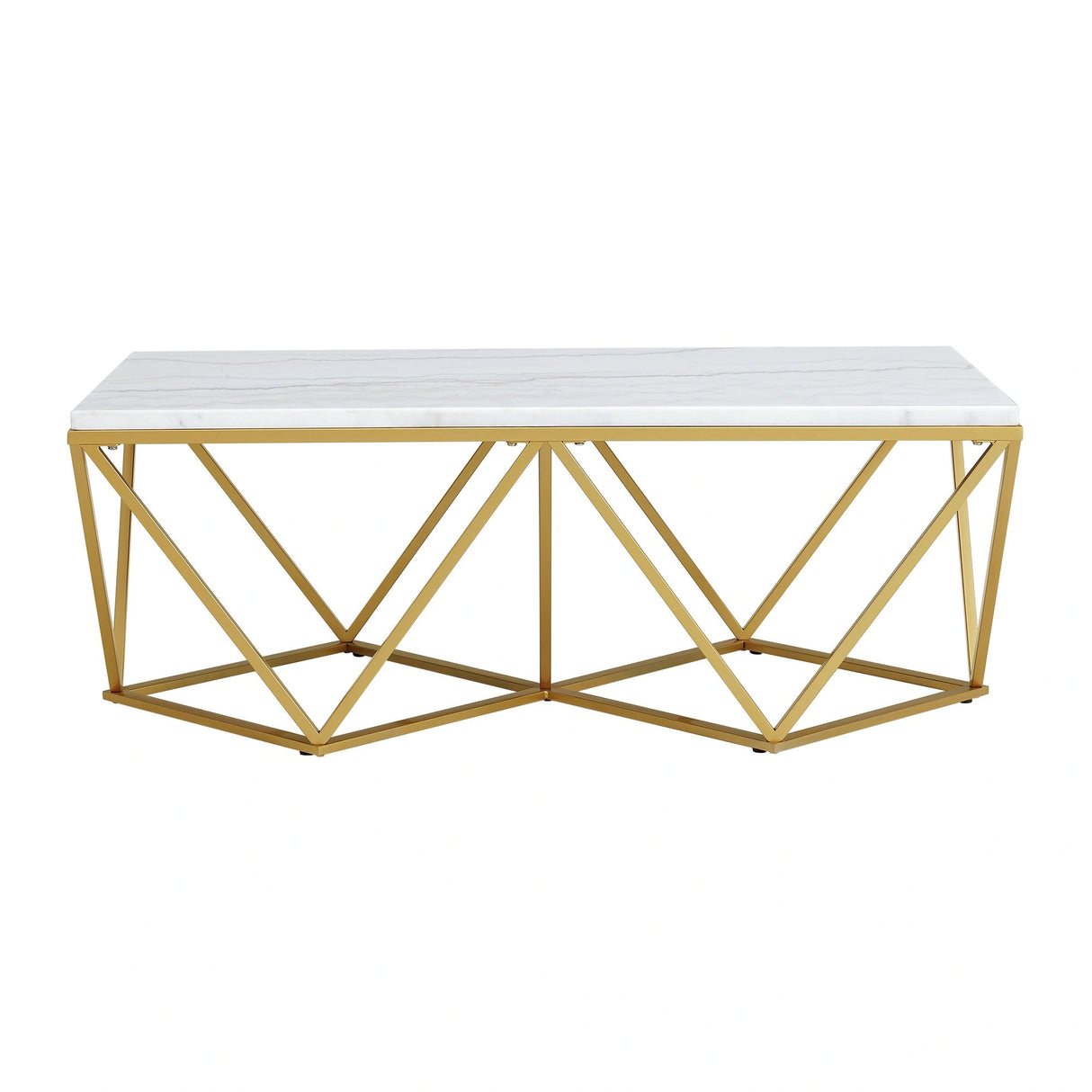 Riko Rectangular Coffee Table W/Gold Metal Leg