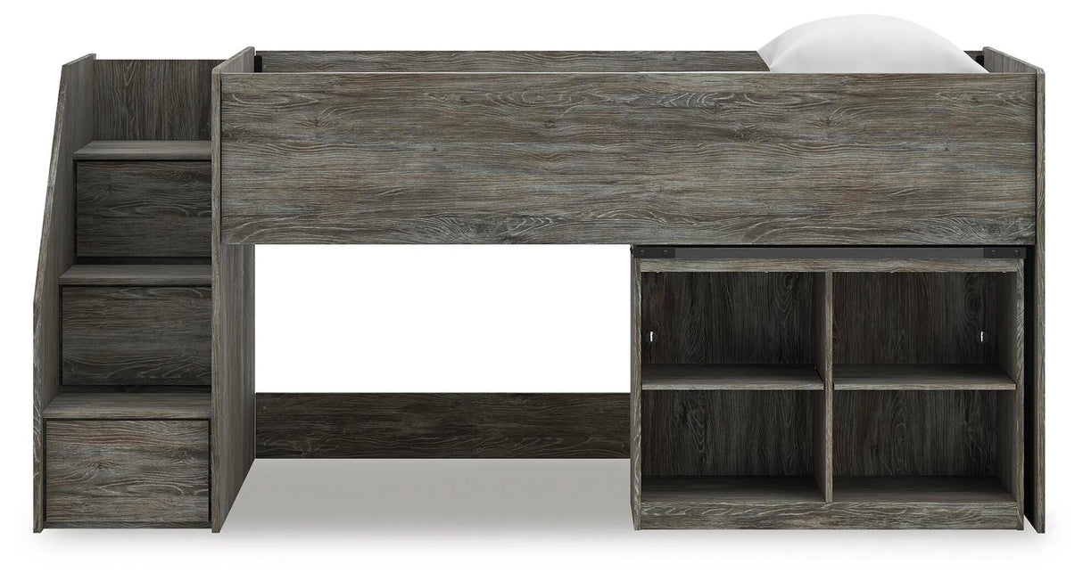 Frandern Loft Bed with Bookcase Storage