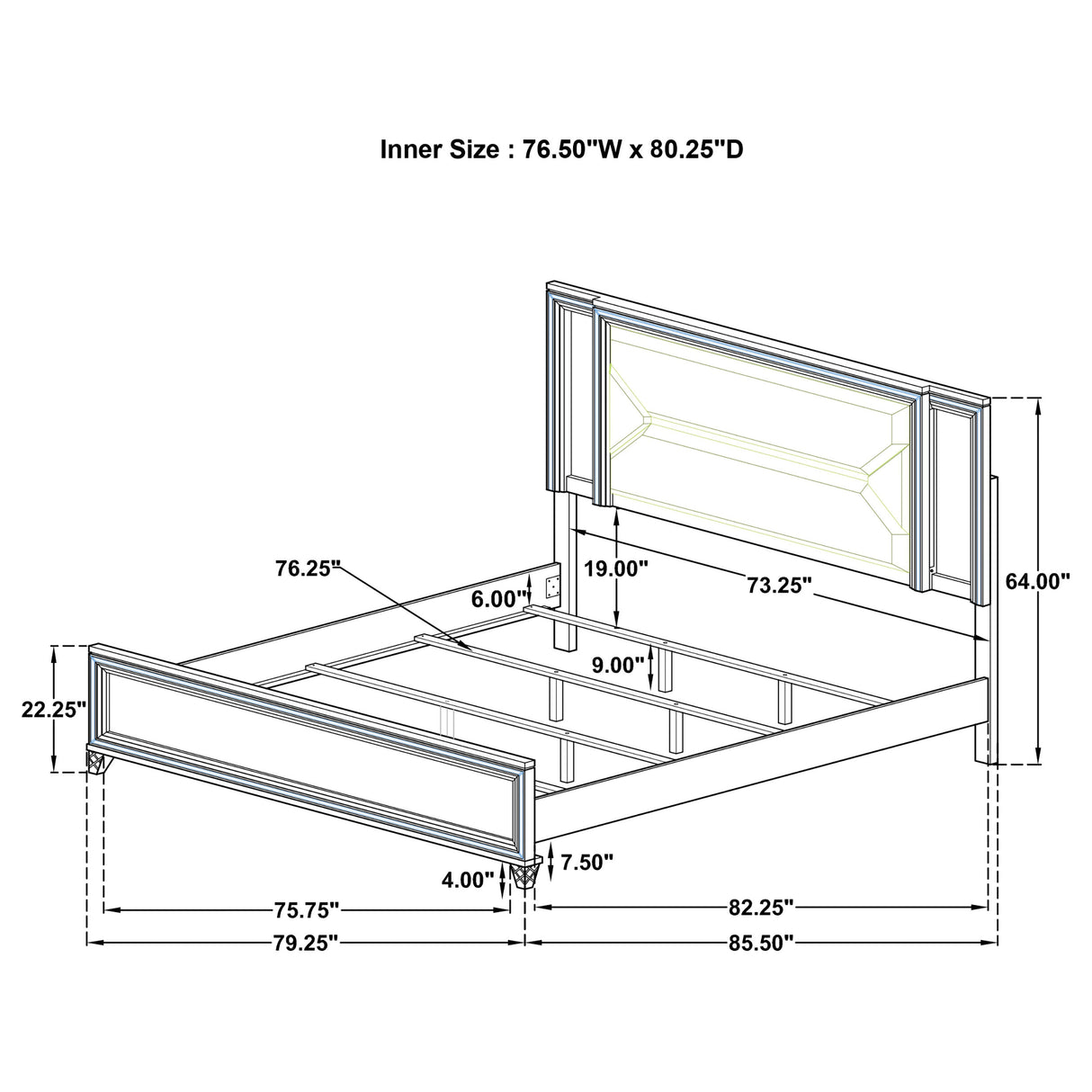 Marmore Panel Bed with LED Lighting