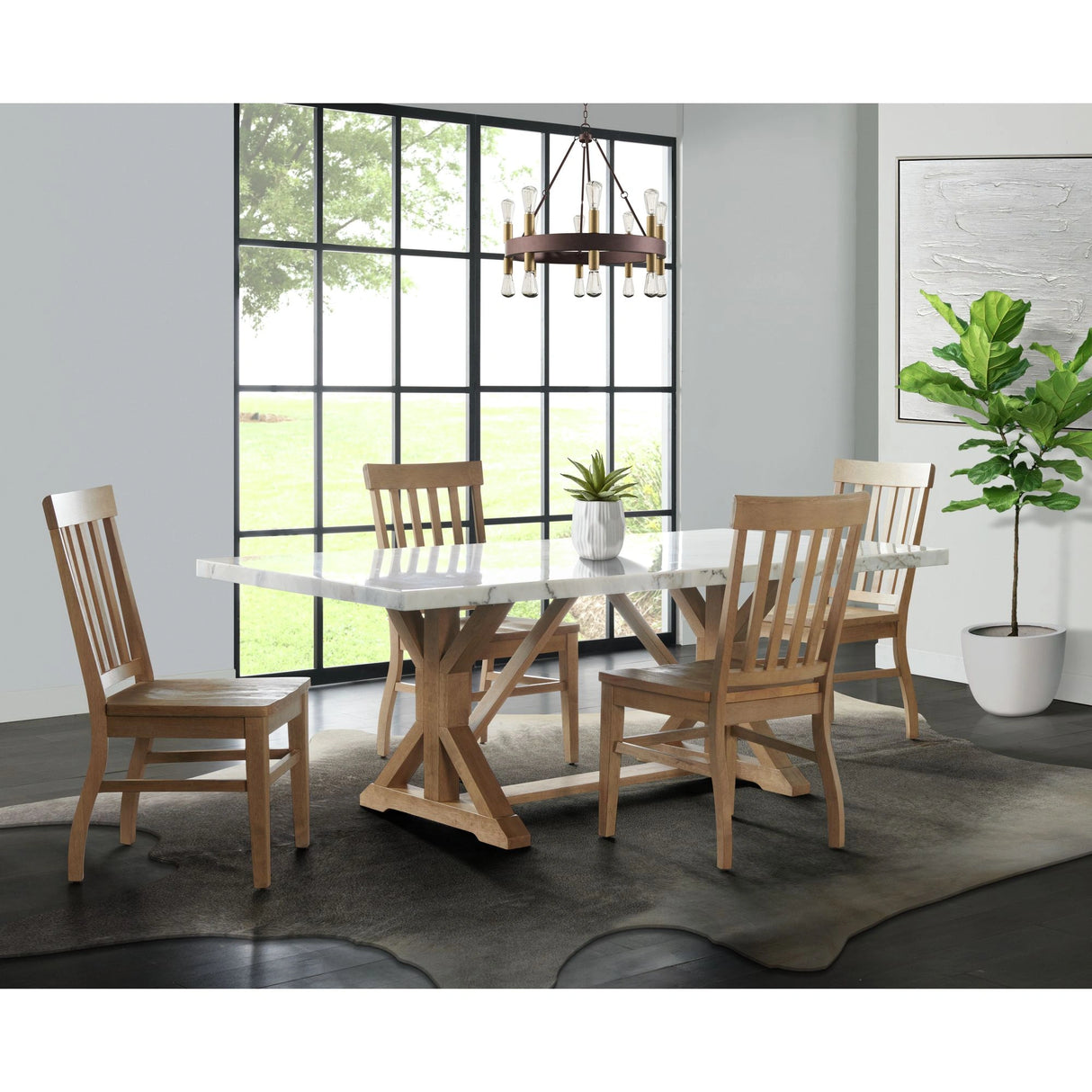 Lakeview Rectangular Standard Height Dining Table in White Marble