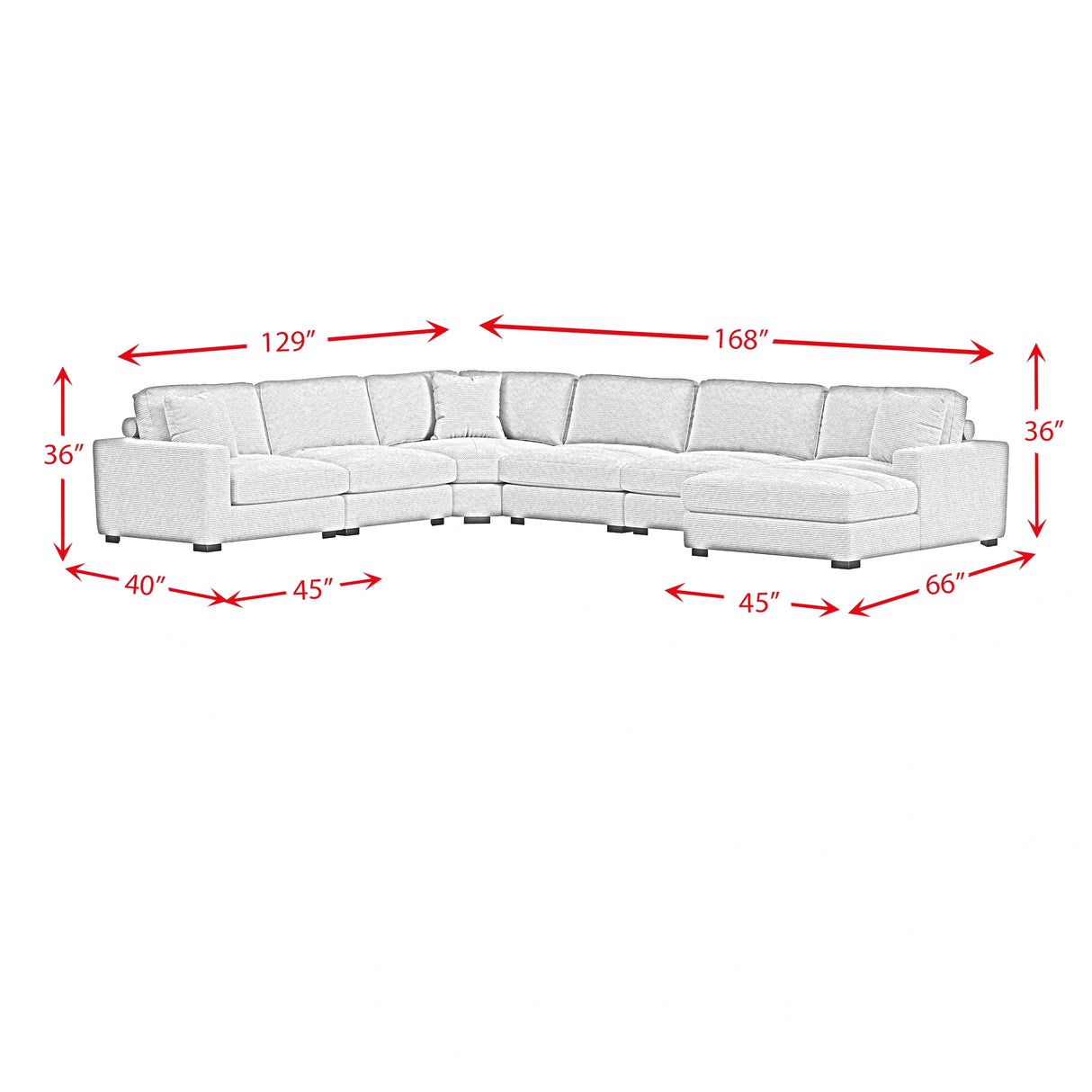 Arizona Modular Sectional Set with RHF Chaise in Steno Beige