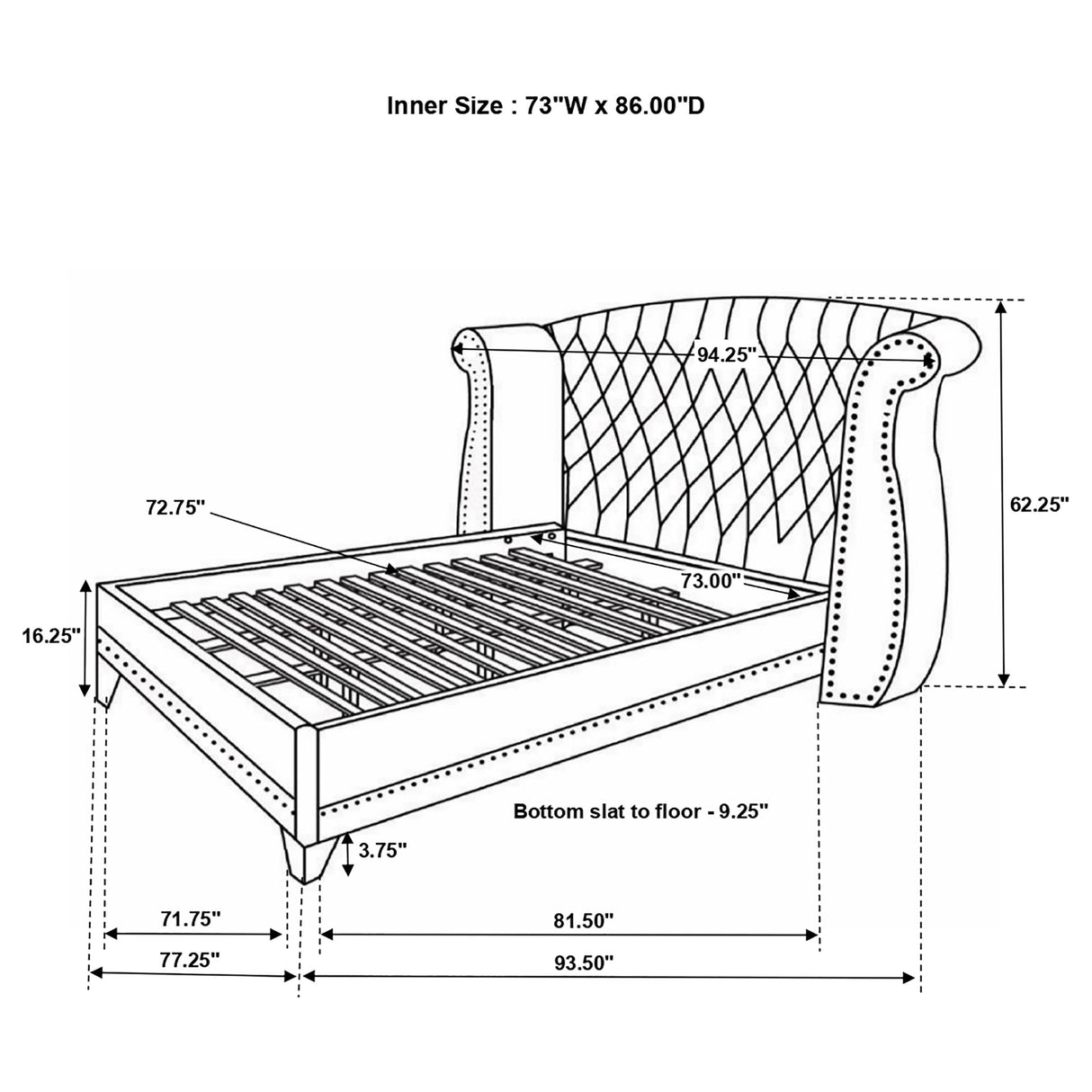 Barzini Wingback Platform Bed