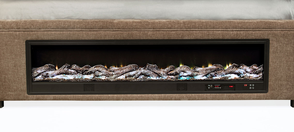 Senna Panel Bed with Bluetooth Speaker and Flame Visualizer