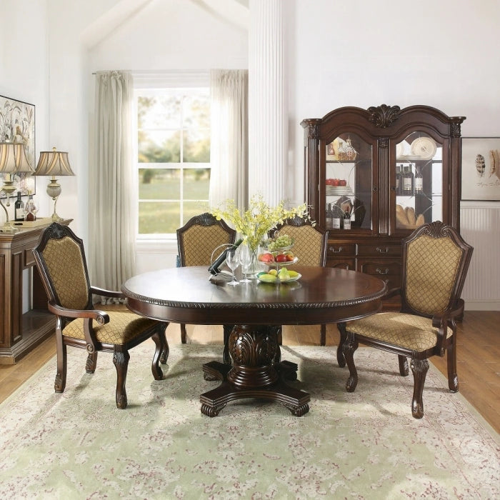 Chateau De Ville Fabric & Espresso Arm Chair
