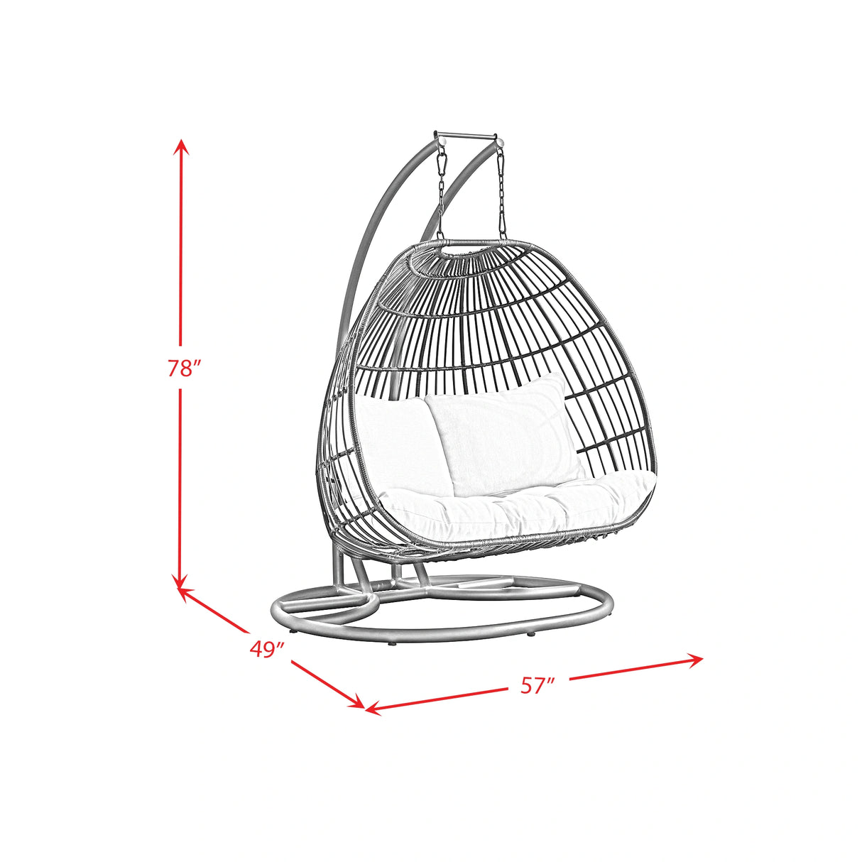 Playa Double Swing Egg Chair Complete - Dark Grey and Olefin Beige