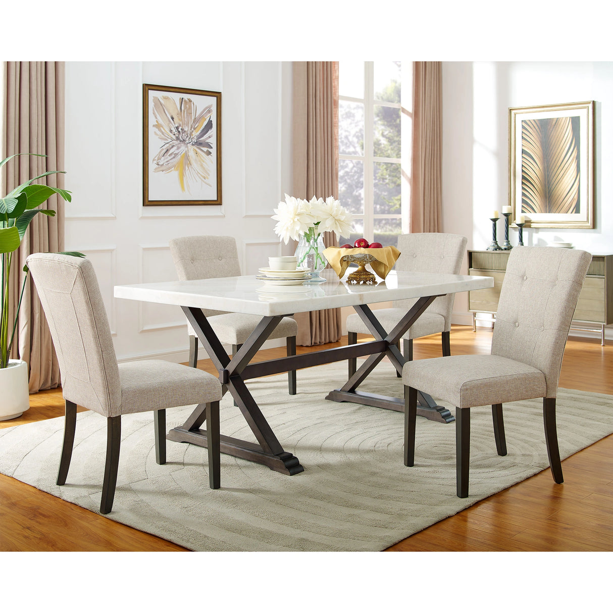 Lexi Tufted Fabric Side Chair in Beige (2 Per Pack)
