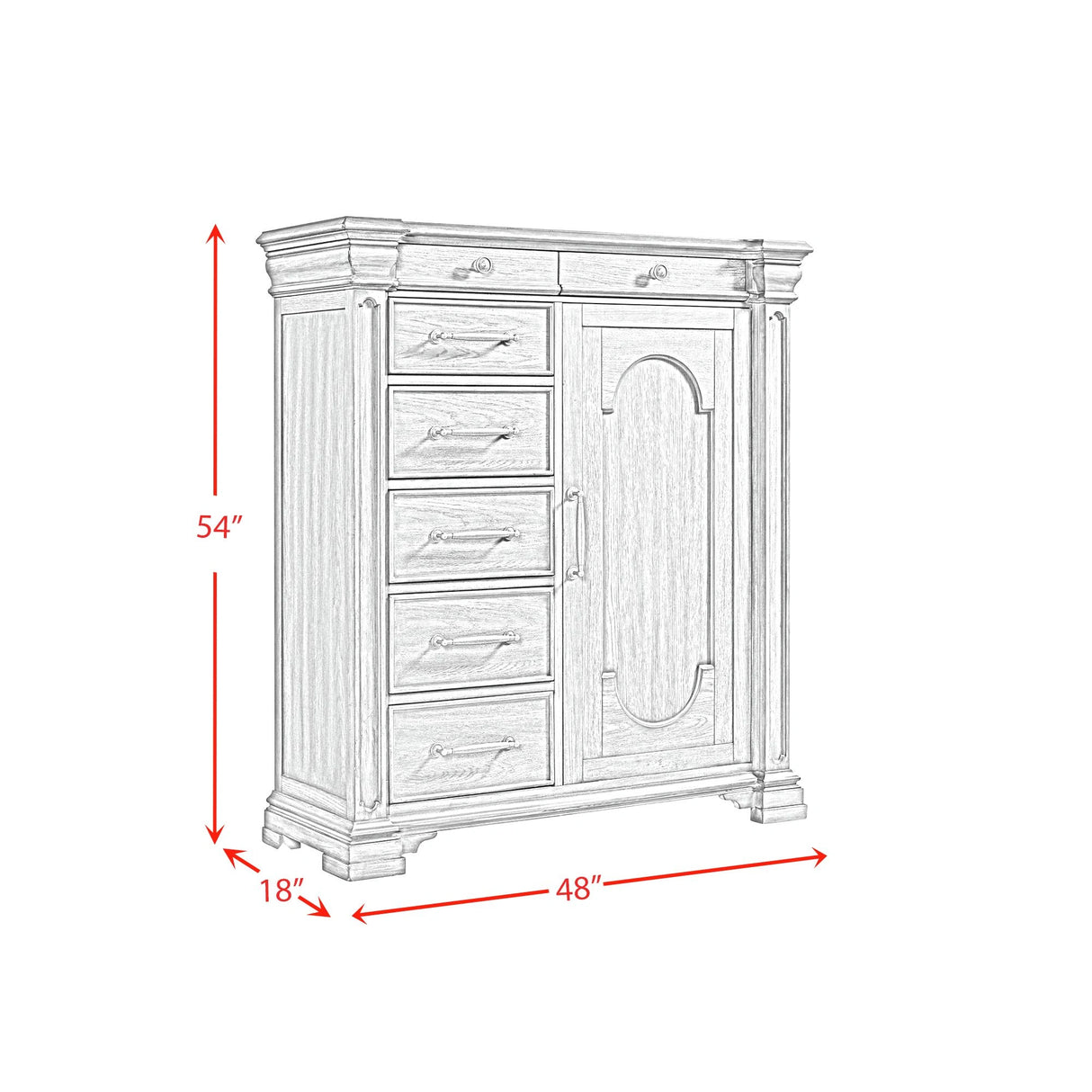 Kings Court 1 Door and 7-Drawer Chest