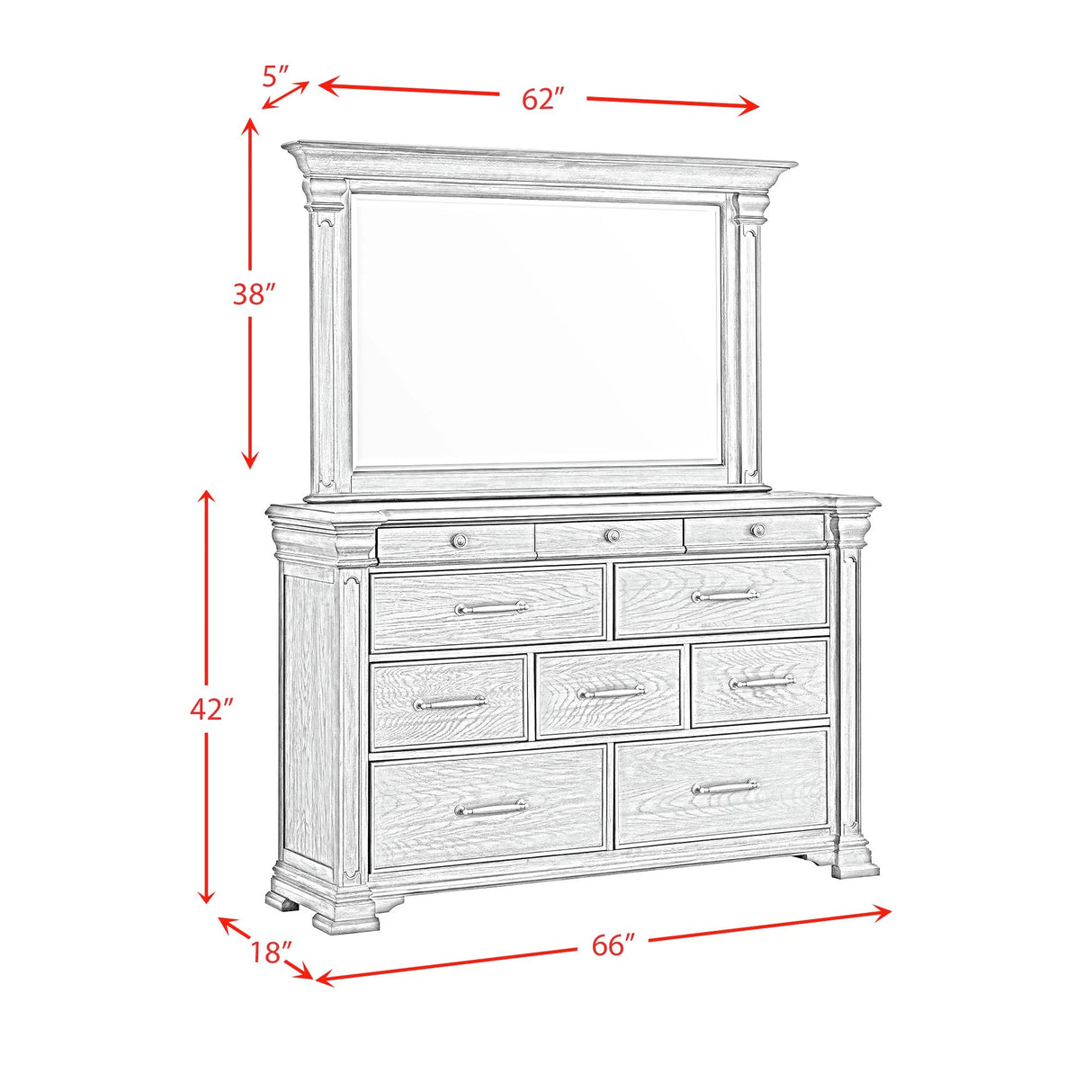 Kings Court Dresser & Mirror
