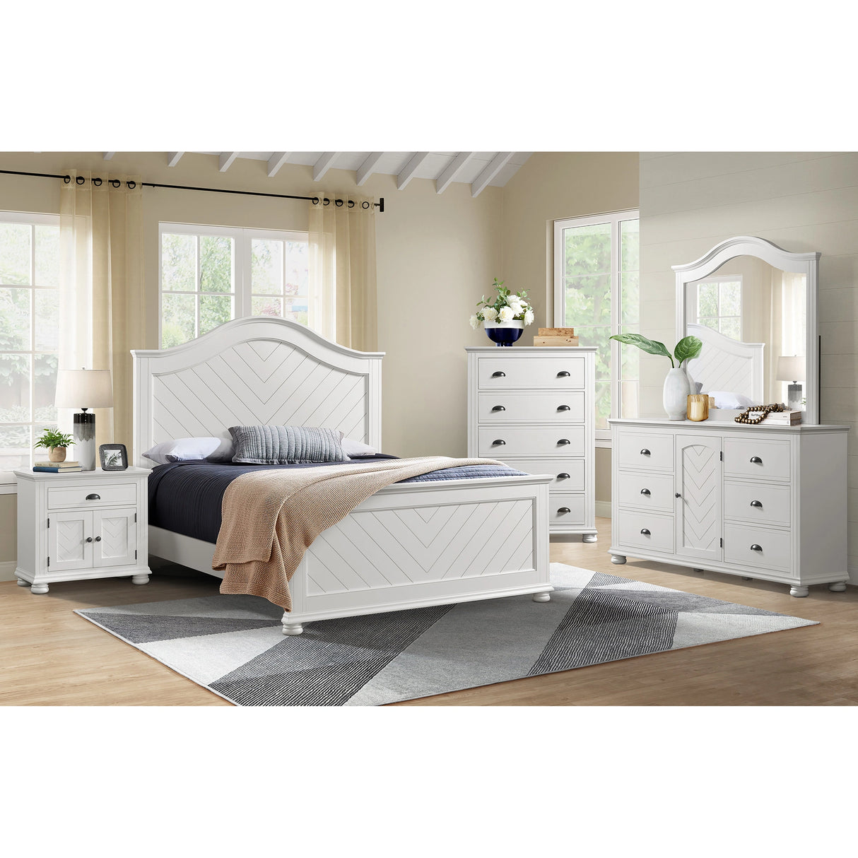 Kona Panel Bed in White