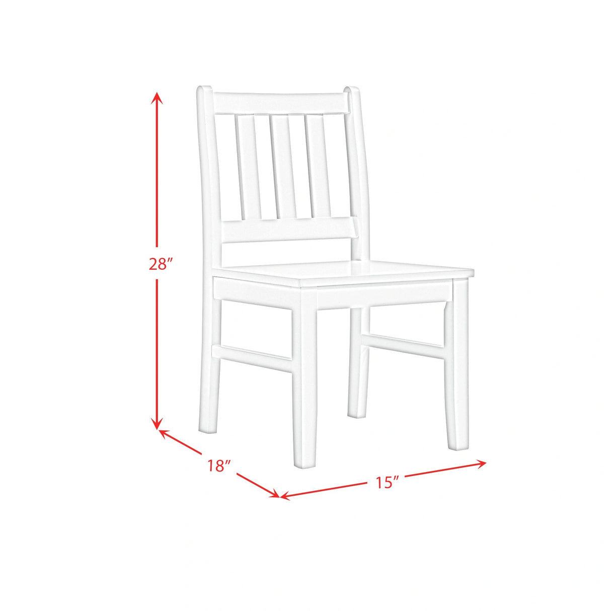 Travis Youth 5PC Dining Set with Table and 4 Chairs in White