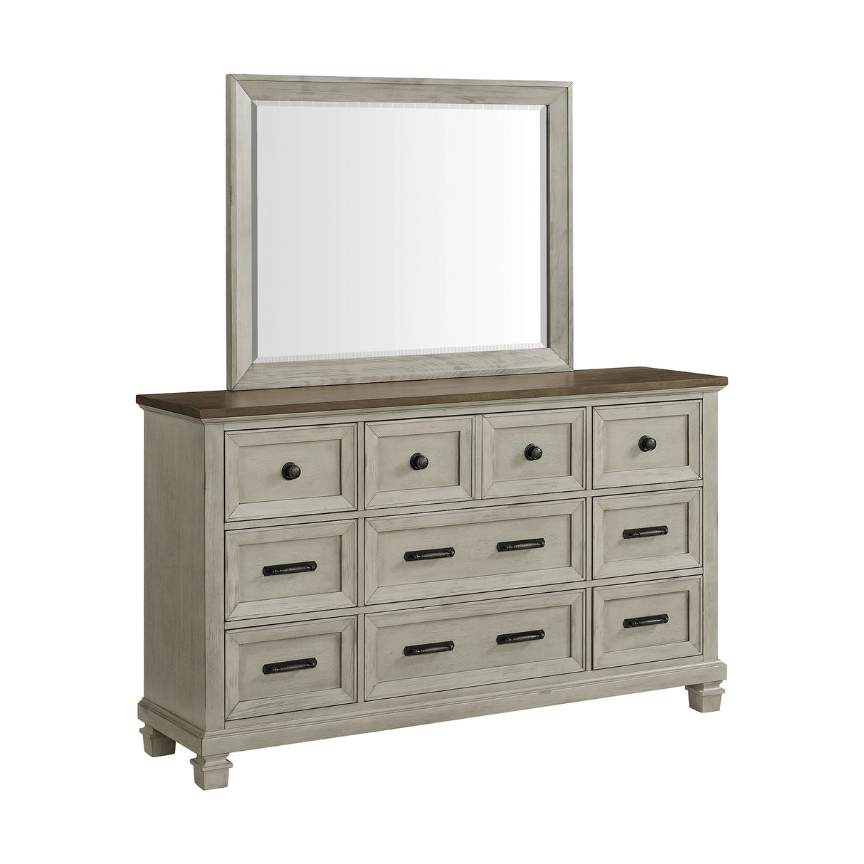 Farmington Panel Bedroom Set in Medium Brown and Washed Stone