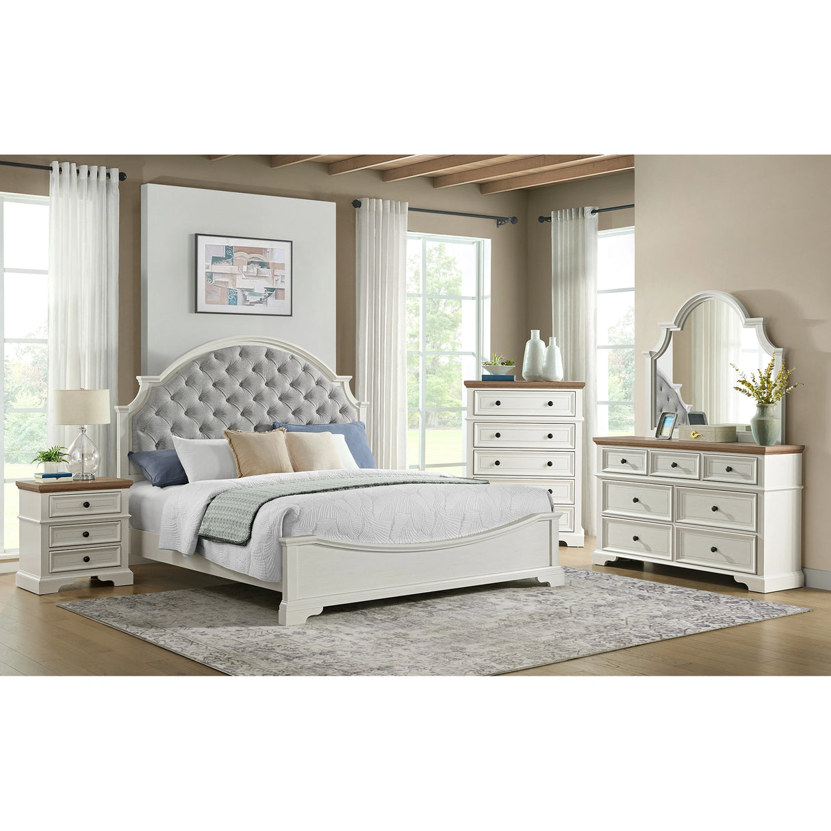 Eastwood Youth 3-Drawer Nightstand in Brown and Off-White