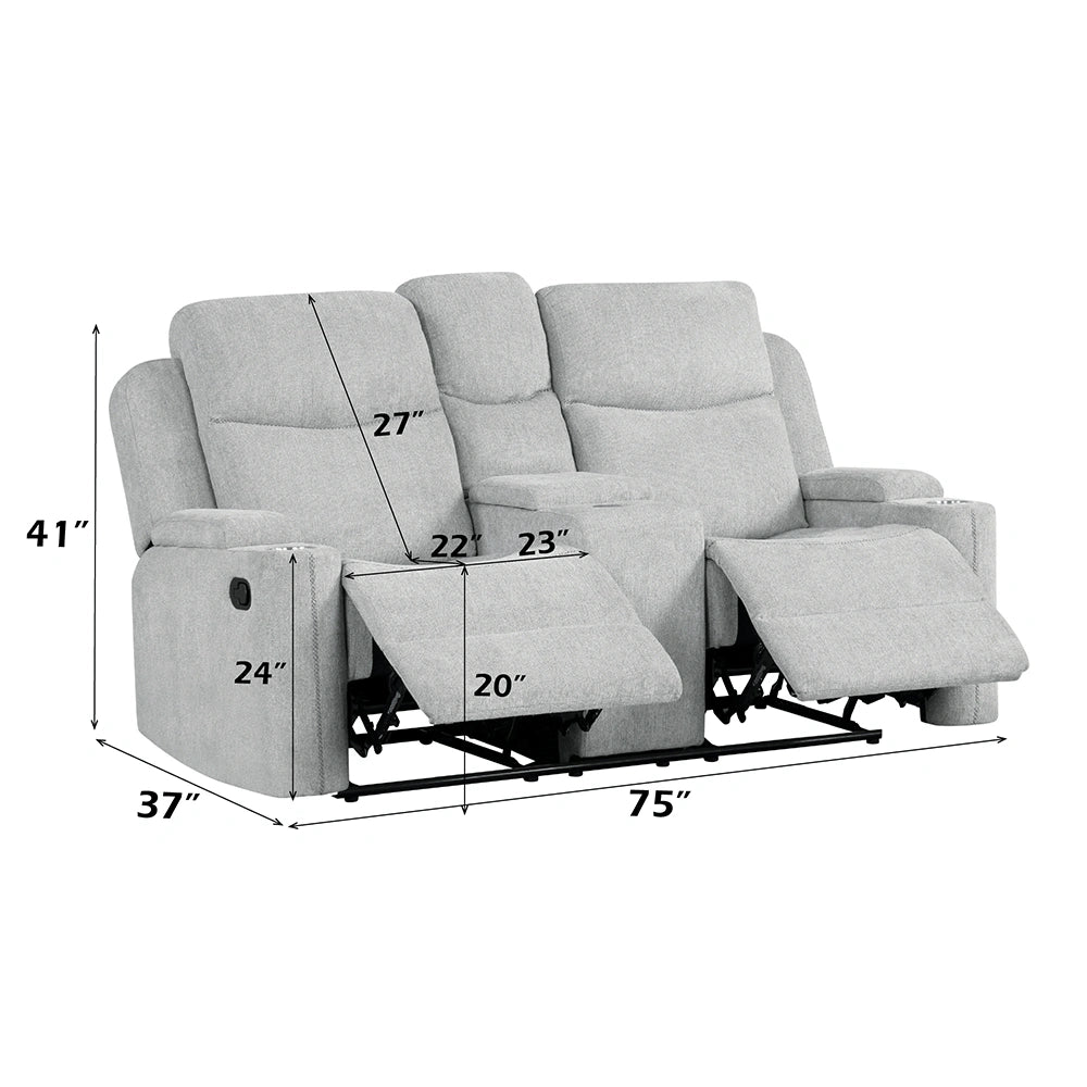Motion Loveseat w/Console & Storage Arm