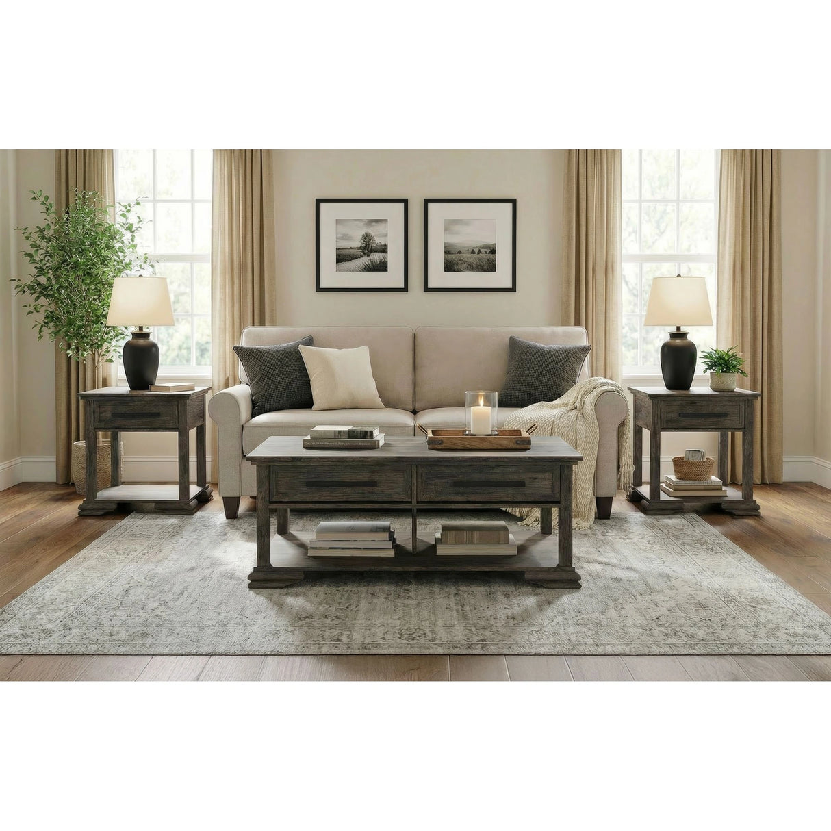 Park Ridge Occasional Table Set in Charcoal