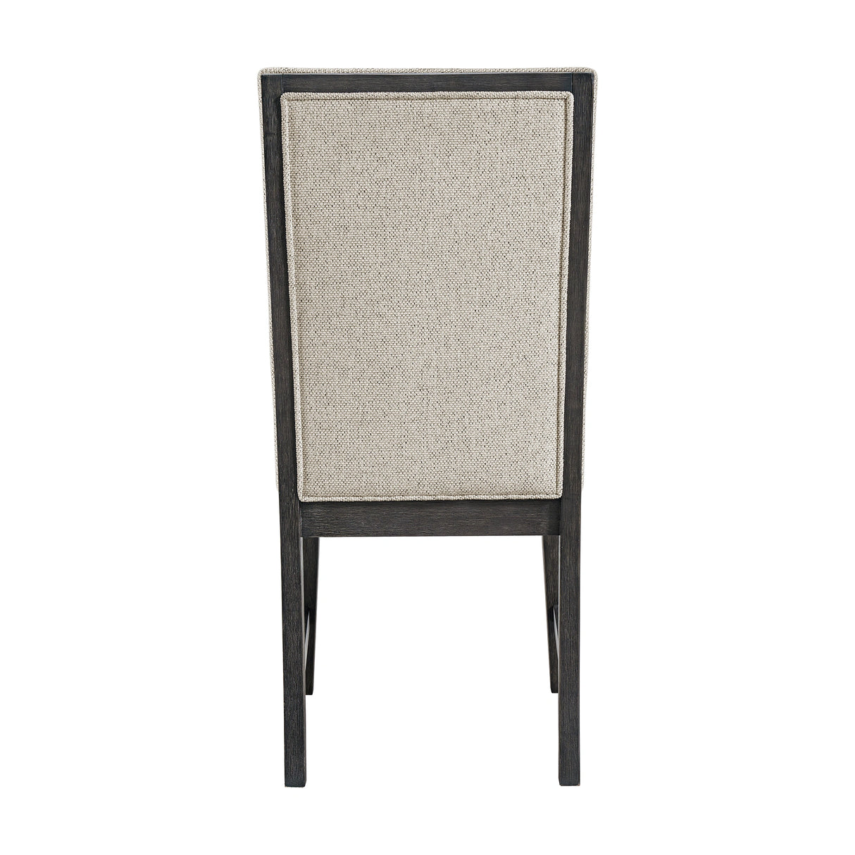 Axel 5PC Standard Height Dining Set in Espresso-Round Table and Four Light Grey Fabric Chairs