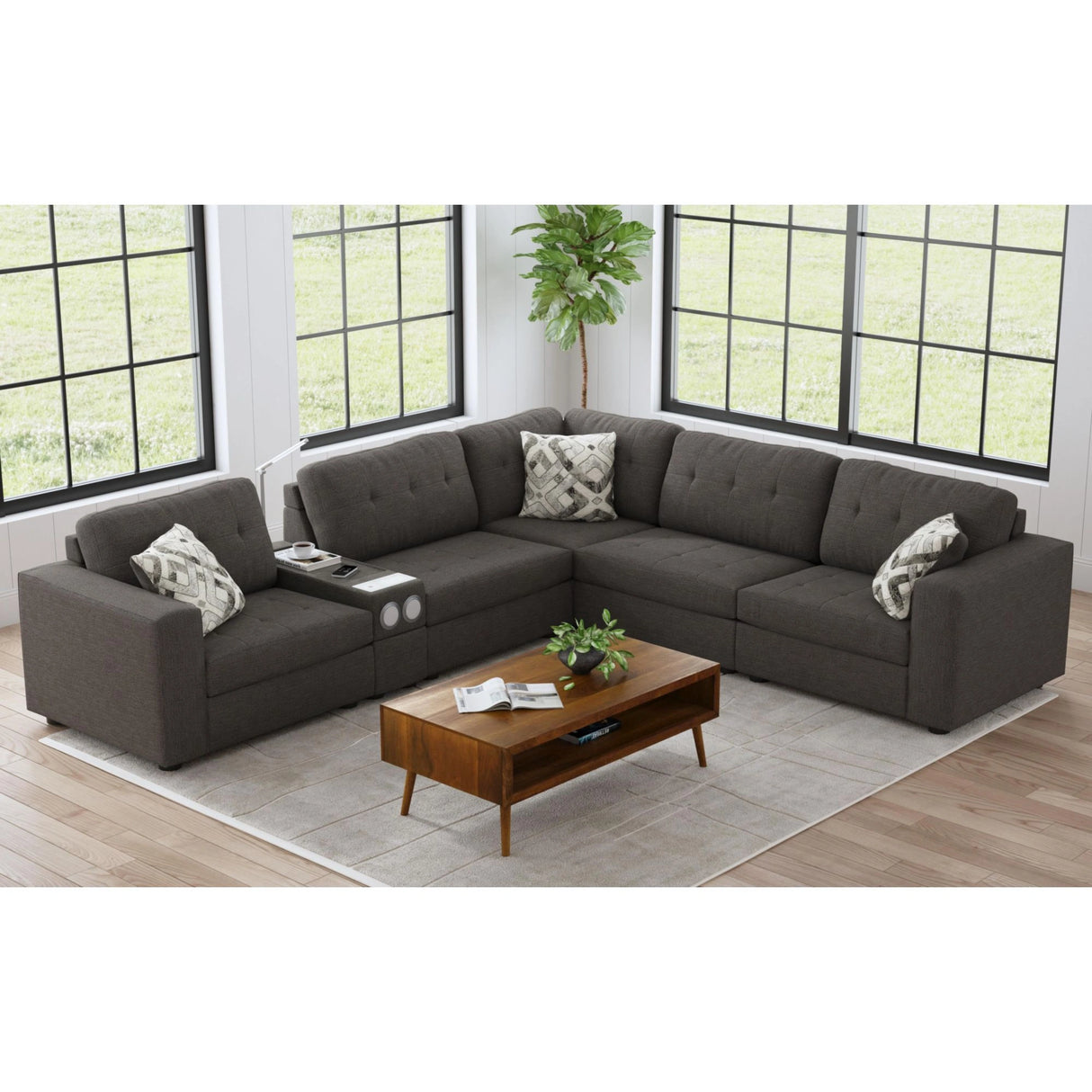 Options One Corner in Palmer Plus Ash with 1 Pillow 20"ÔøΩ