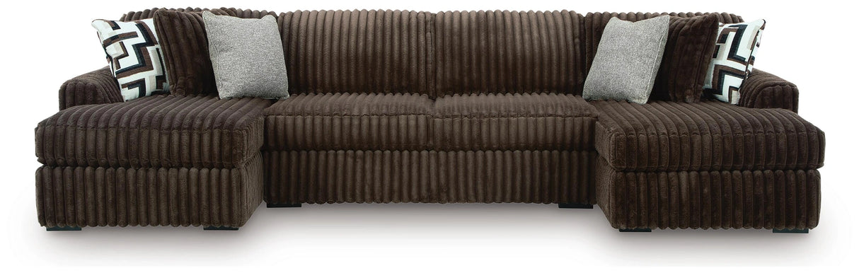 Midnight-Madness Double Chaise Sectional - Chocolate
