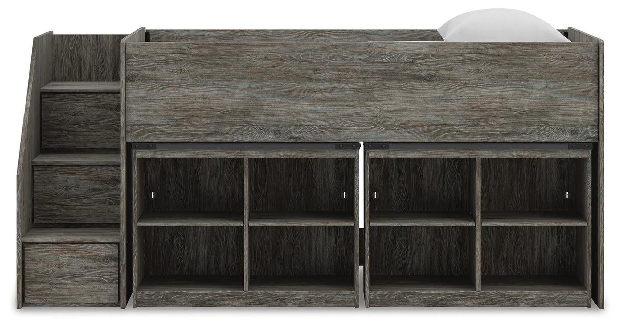 Frandern Loft Bed with Bookcase Storage