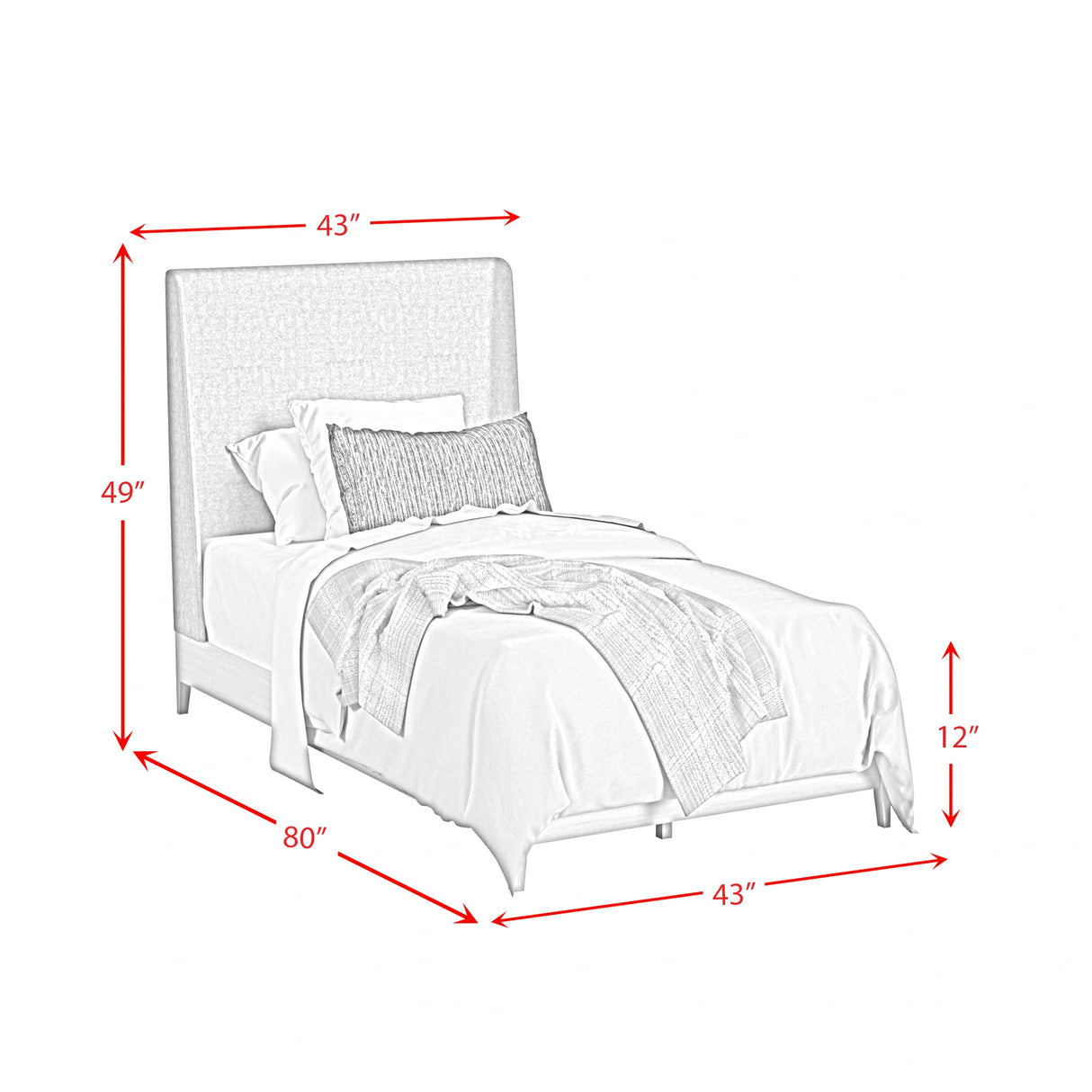 Westland UPH Bed with Grey Fabric