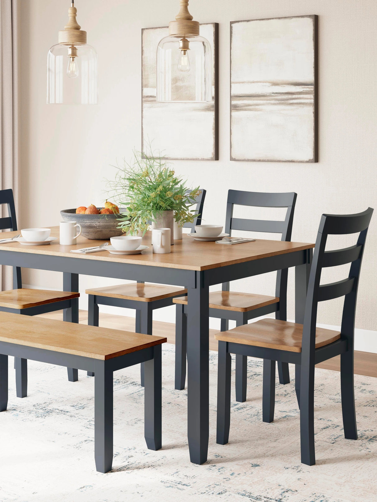 Gesthaven Dining Table with 4 Chairs and Bench (Set of 6)