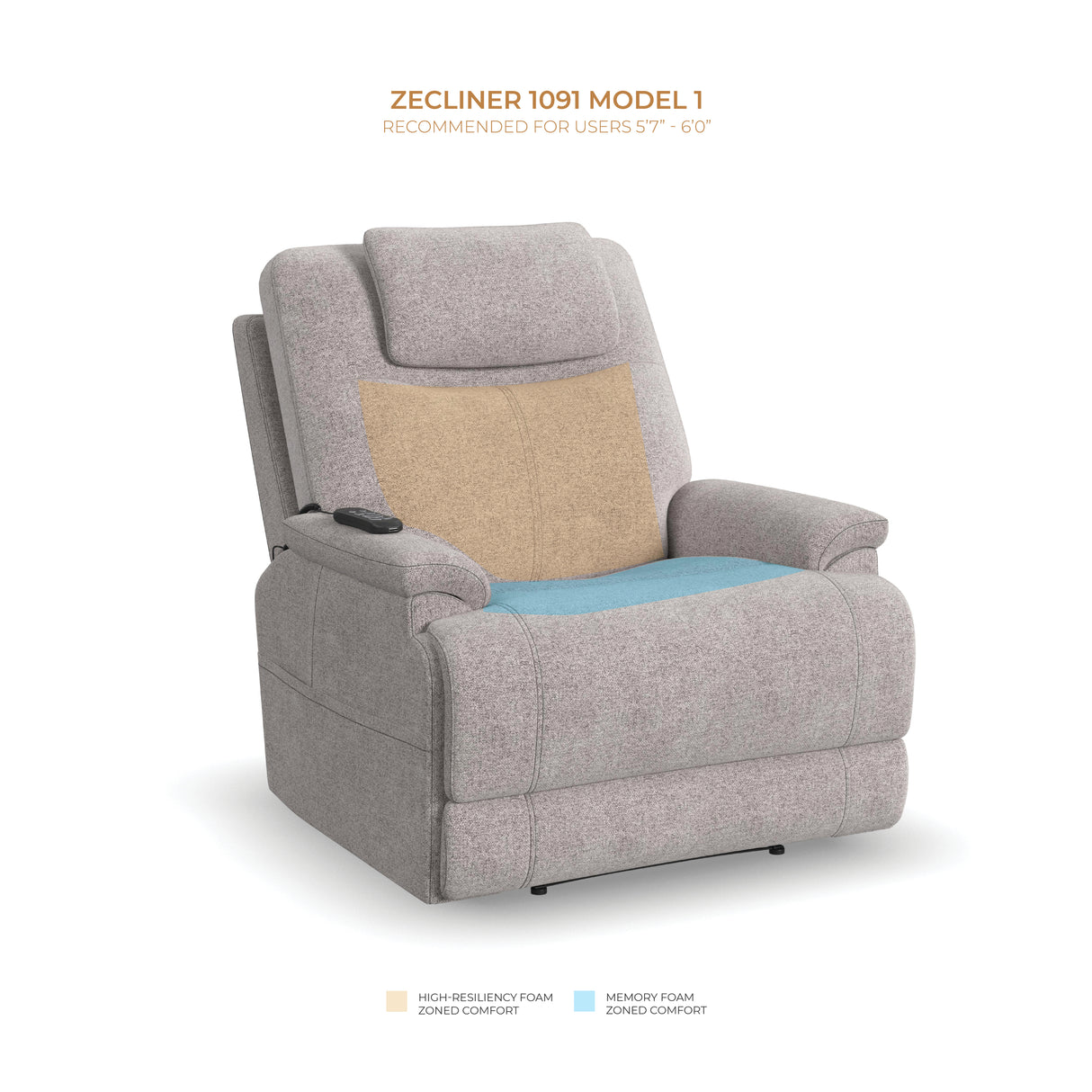 Zecliner Model 1 Latitudes Power Sleep Recliner with Power Headrest & Lumbar