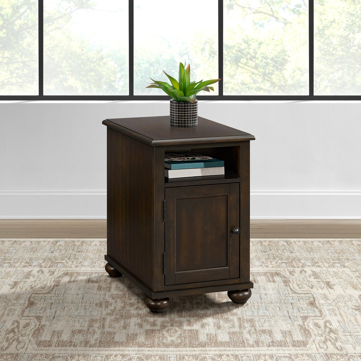 Wagner Chairside Table with USB in Cherry