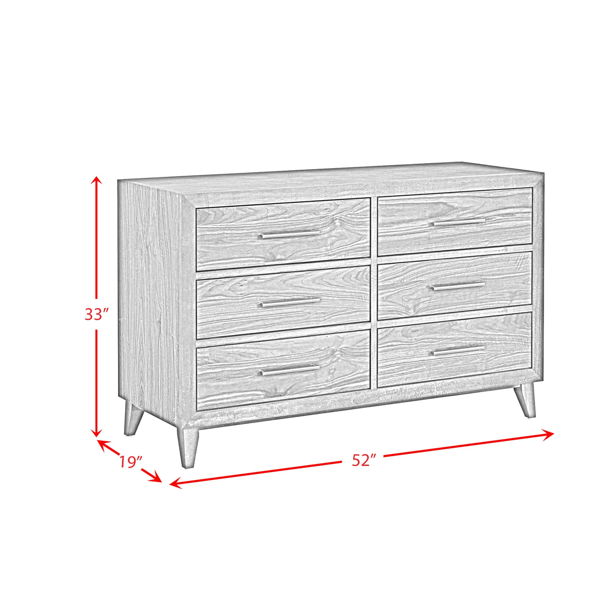 Malia 6-Drawer Dresser in Walnut