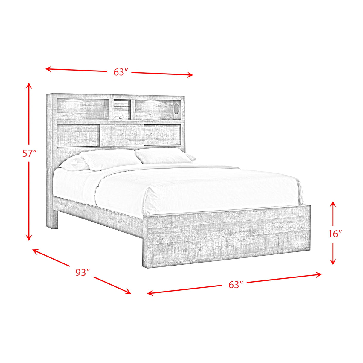 Bailey Bookcase Panel Bedroom Set with 2 Nightstands