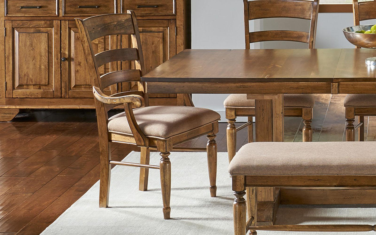 A-America Furniture Bennett Ladderback Upholstered Arm Chair in Smoky Quartz (Set of 2)