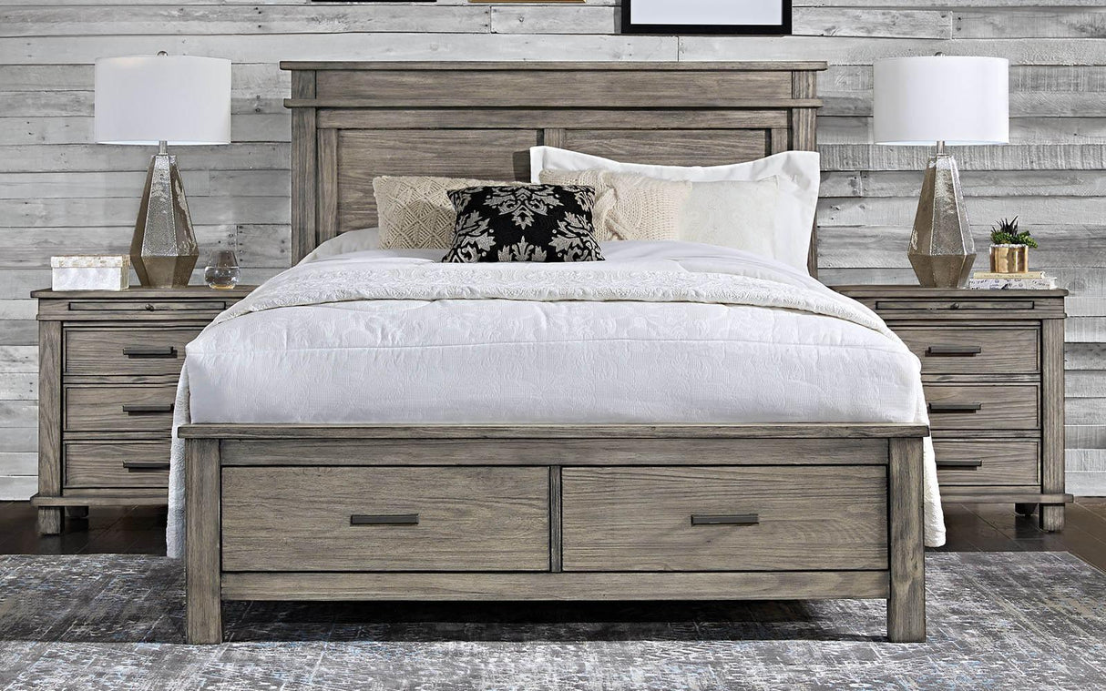 A-America Furniture Glacier Point King Storage Bed in Greystone