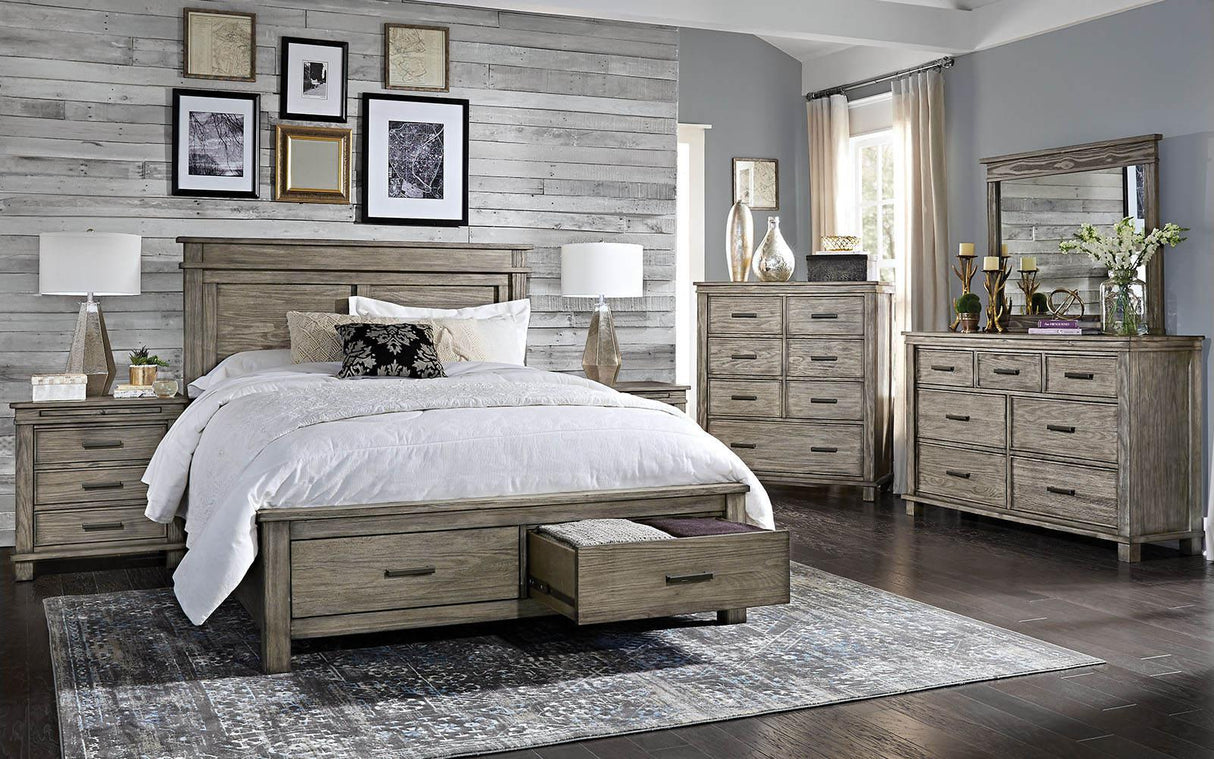 A-America Furniture Glacier Point Queen Storage Bed in Greystone