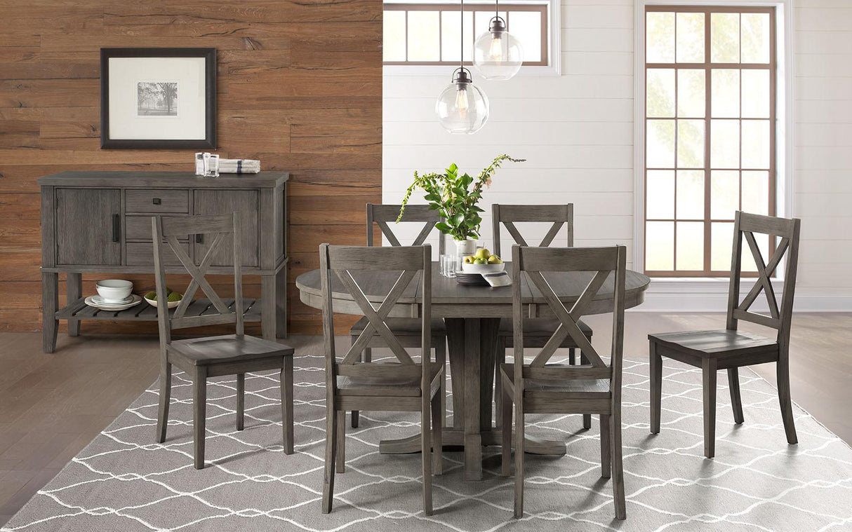 A-America Furniture Huron Pedestal Dining Table in Distressed Gray