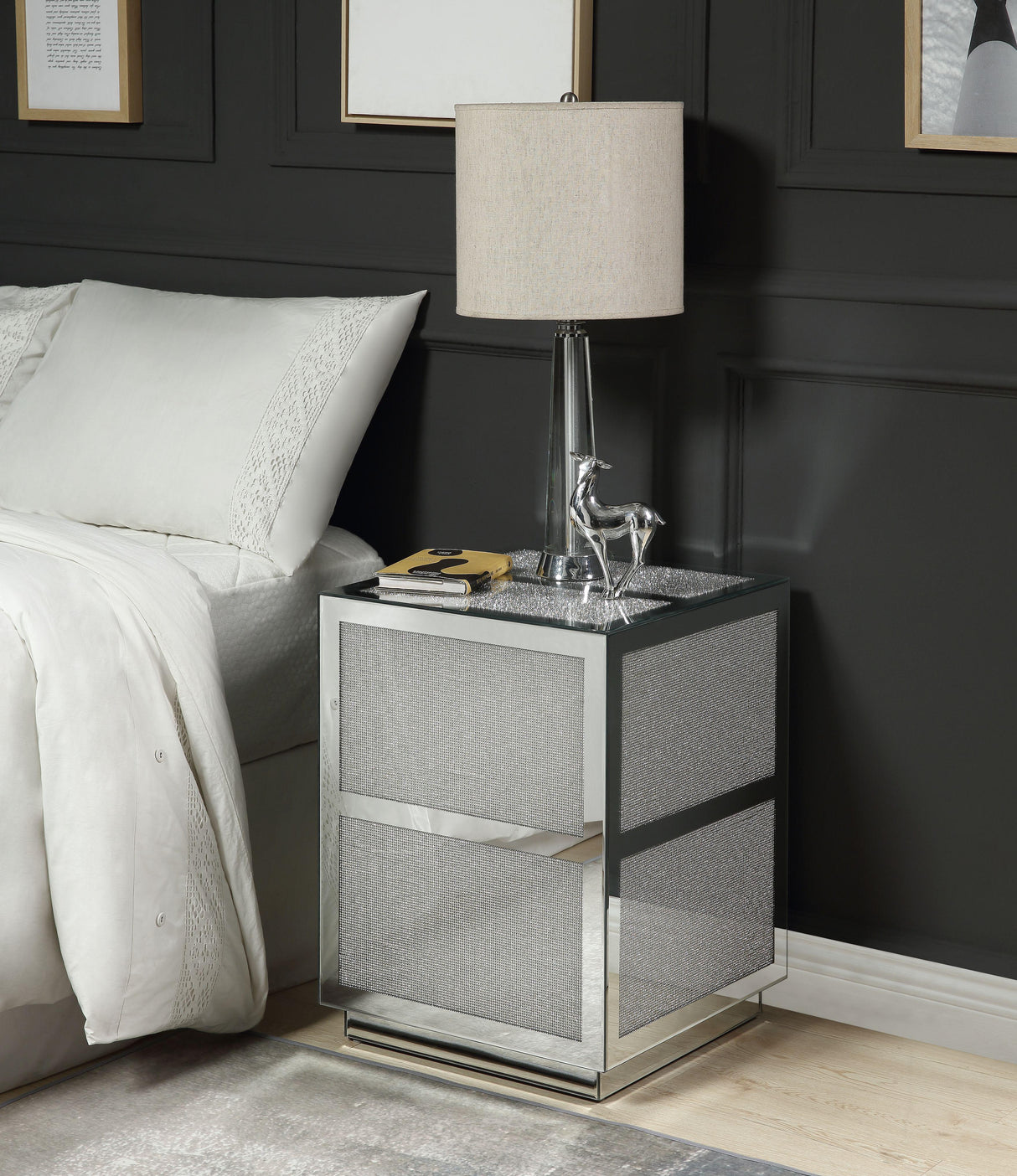 Lavina Mirrored & Faux Diamonds End Table