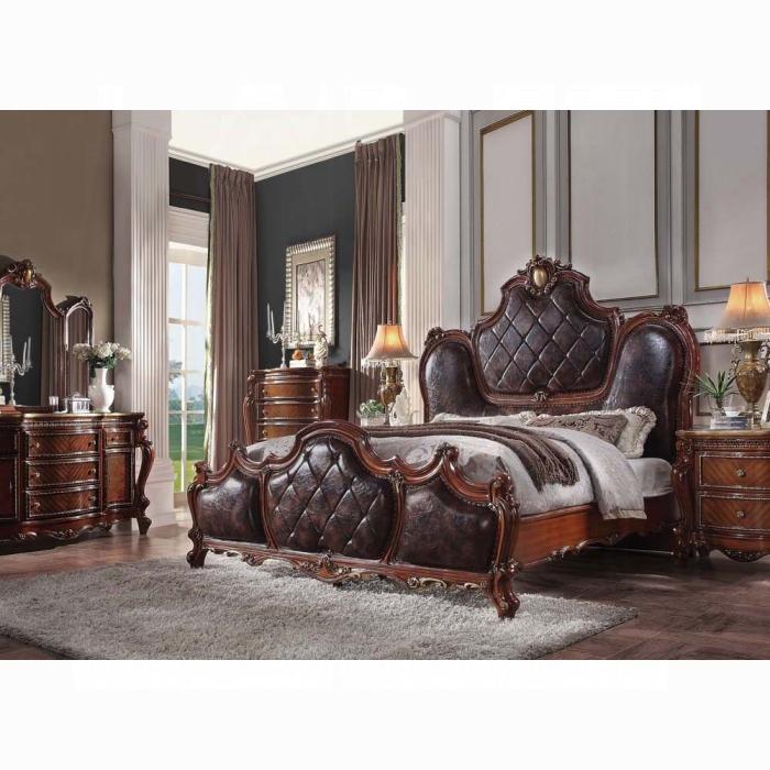Picardy PU & Cherry Oak Eastern King Bed