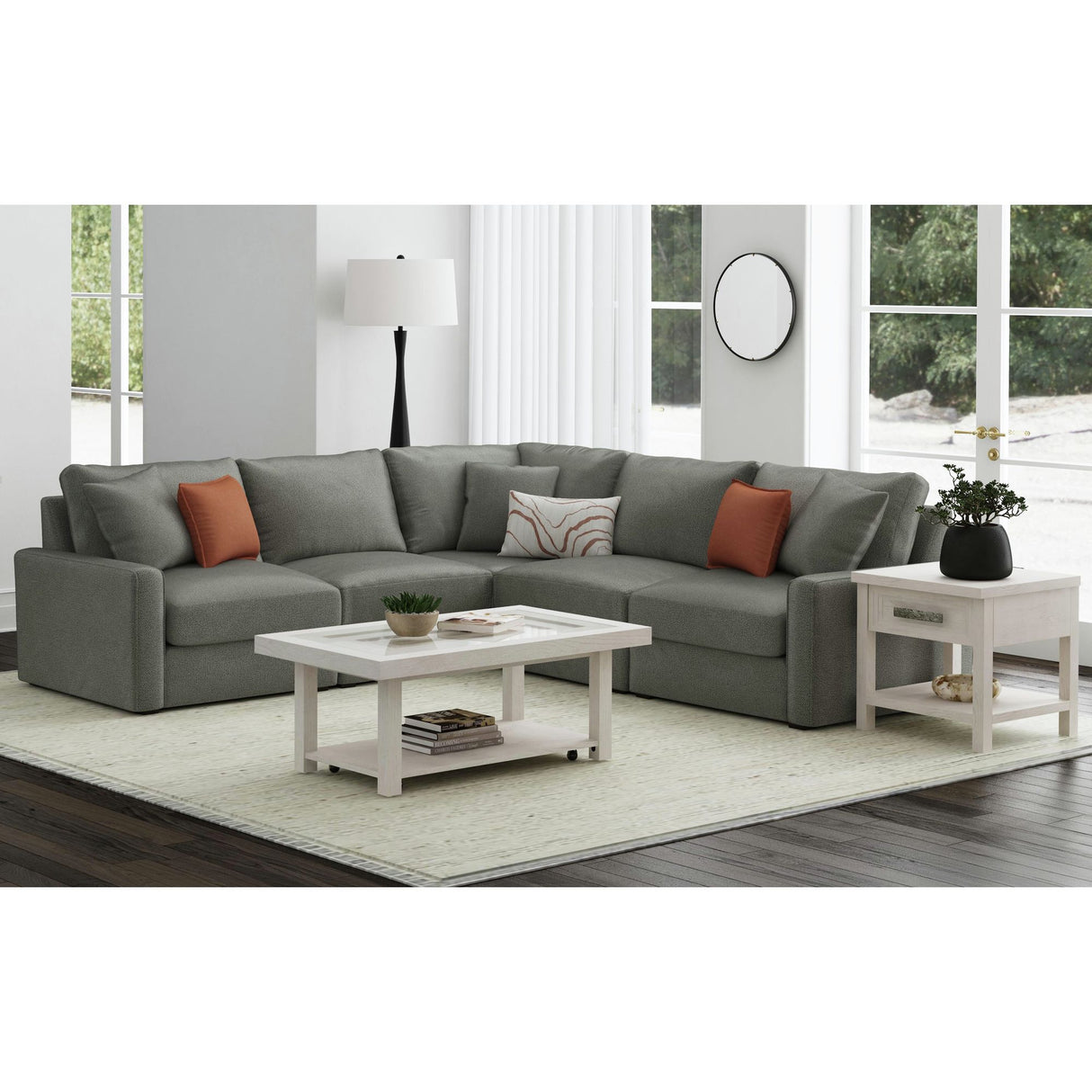 Avalanche End Table with USB in Antique White