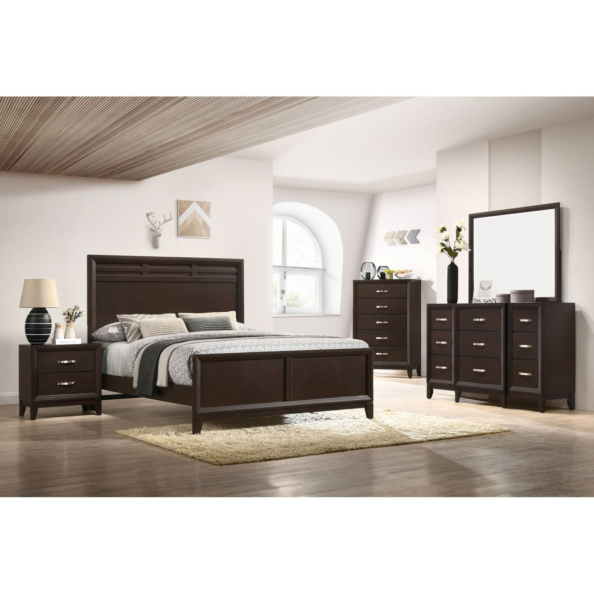 Beaumont Dresser & Mirror in Merlot