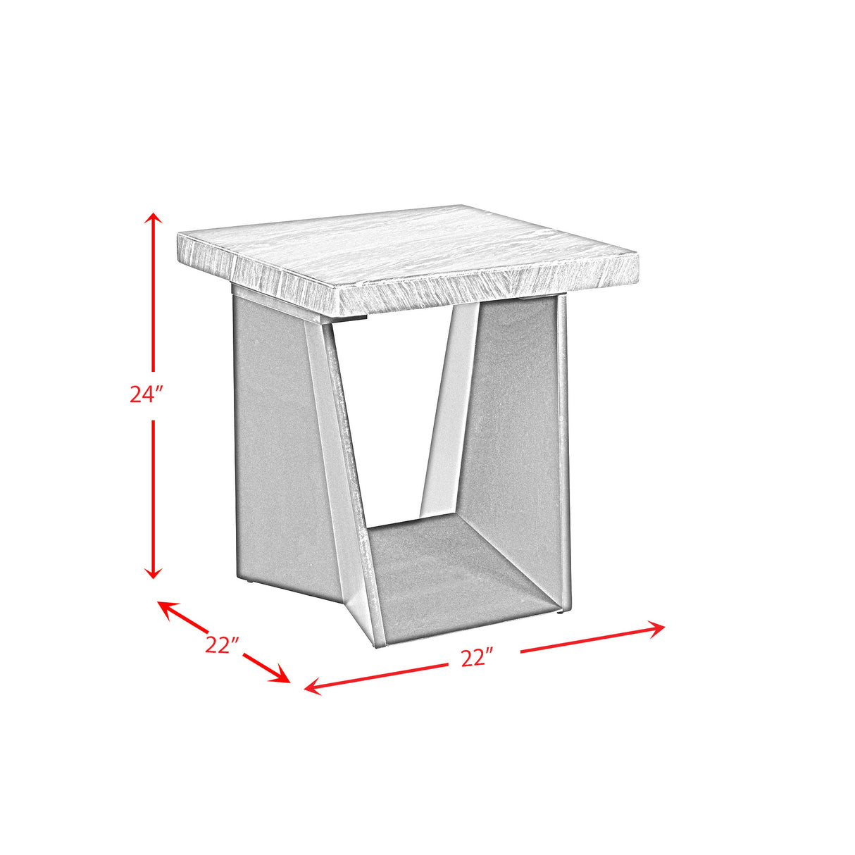 Beckley End Table Complete in White Marble Top