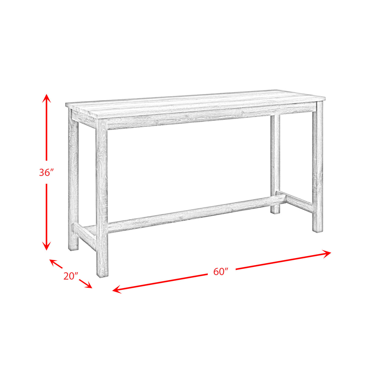 Oak Lawn Bar Table - 3A Single Pack (Table + Three Stools)