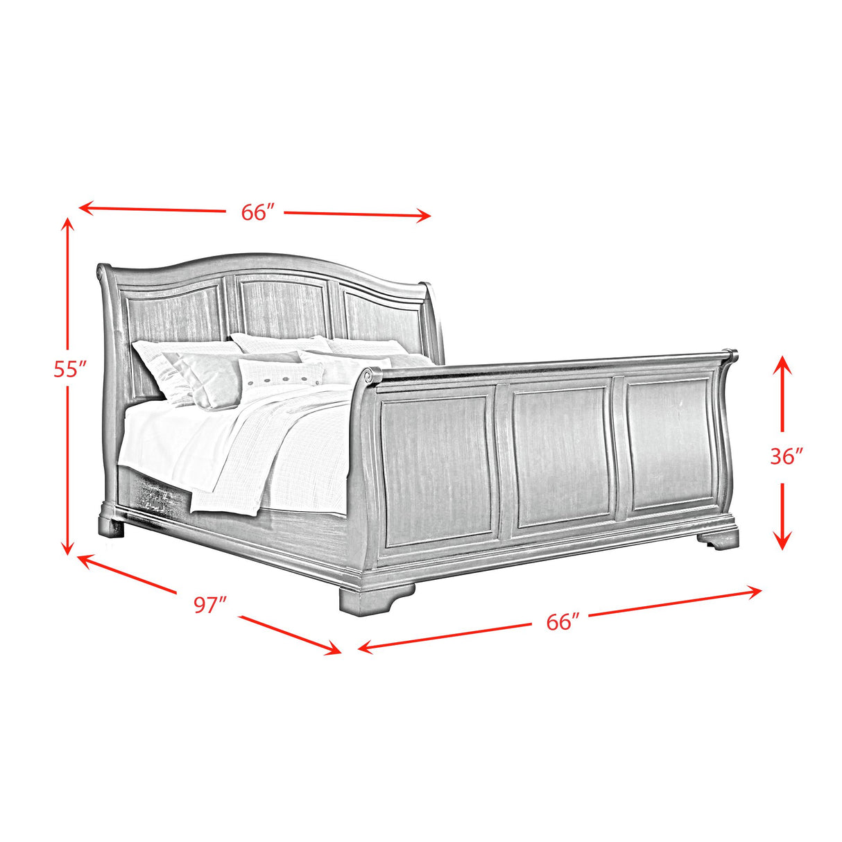 Cameron Cherry Sleigh Bed