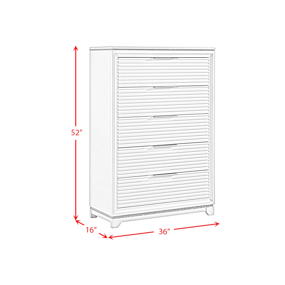 Denmark 5-Drawer Chest in White