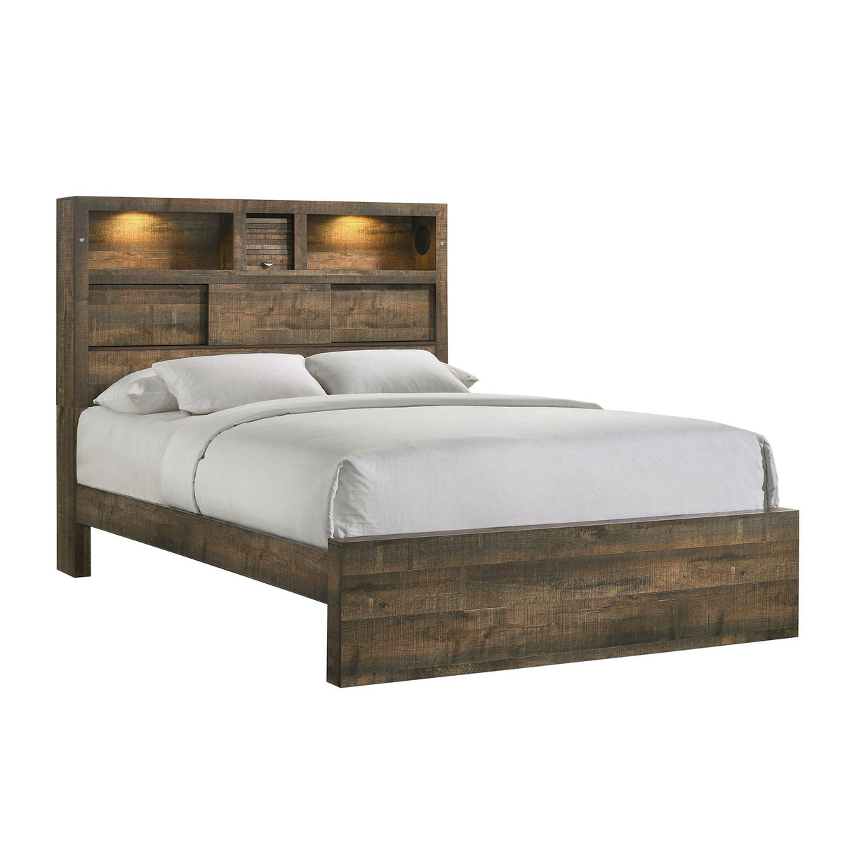 Bailey King Bookcase Panel Bed with Bluetooth