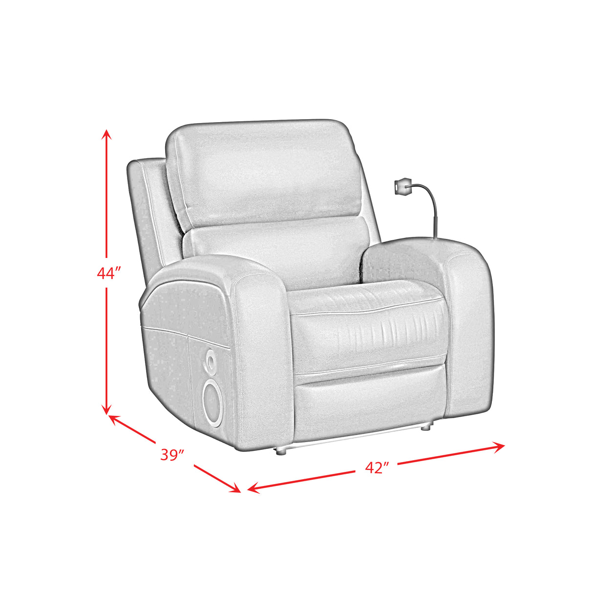 Euphora P3 Power Glider Recliner W/Heat & Massage, Music, Ipad holder W/wireless charger and USBC in Aline Black