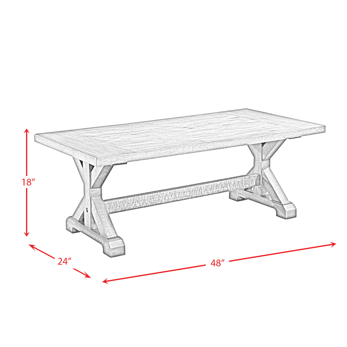 Finn 3PC Accent Trestle Table Set-Coffee Table & Two End Tables