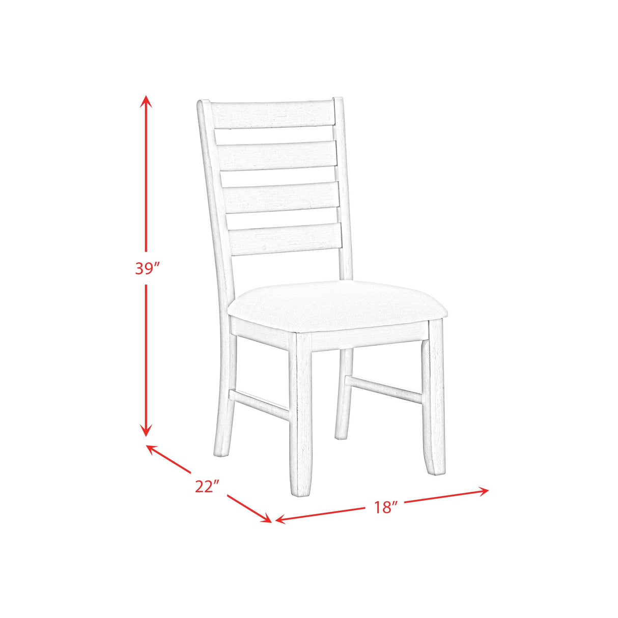 Farmington Ladder Back Dining Side Chair with Light Beige Fabric in Washed Stone (2 Per Carton)